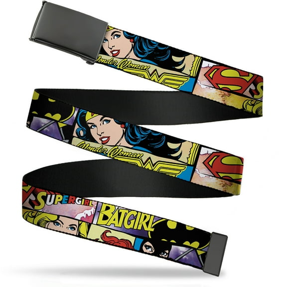 Adjustable Belt, Clamp Buckle, Cut-to-Fit, Superheroines Wonder Woman Supergirl Batgirl