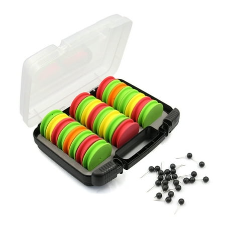 BQBQERT 24Pcs Round Fishing Line Foam Spools Winding Board with Fishing Tackle Box Fishing Line Holder Storage Organizers