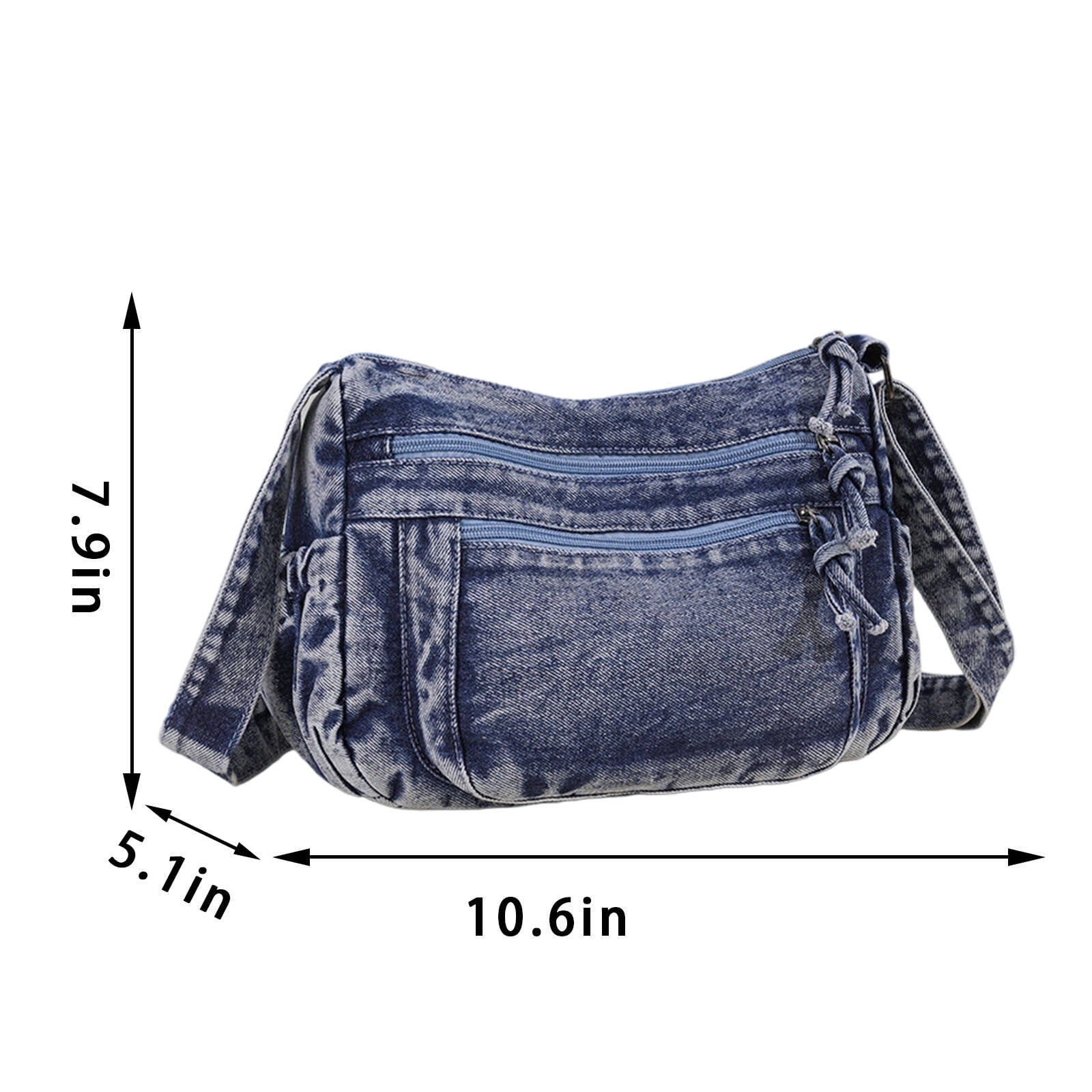 TELOLY Denim Purse,Large Capacity Denim Purses for Women,Multiple Pockets Denim Bag,Blue