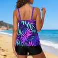 thumbnail image 6 of AHTJRT Women's Tankini Sets Hawaiian Tropical Leaf Printed Swim Suits Fashion Summer Beachwear Slimming Boyshorts Bathing Suit with 2 Side Pockets Hot Pink S, 6 of 7