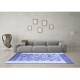 thumbnail image 3 of Ahgly Company Machine Washable Indoor Round Checkered Blue Modern Area Rugs, 4' Round, 3 of 4