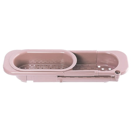 

Multifunctional Partition Kitchen Retractable Sink Drain Basket Dish Rack Sink Filter Water Basket Fruit Vegetable Tableware Dish Sponge Drain Basket Pink