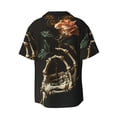 thumbnail image 6 of Daiia Skeleton Hand Rose Butterfly Men's Linen Shirts Short Sleeve Casual Shirts Button Down Shirt for Men Beach Summer Wedding Shirt-X-Large, 6 of 6