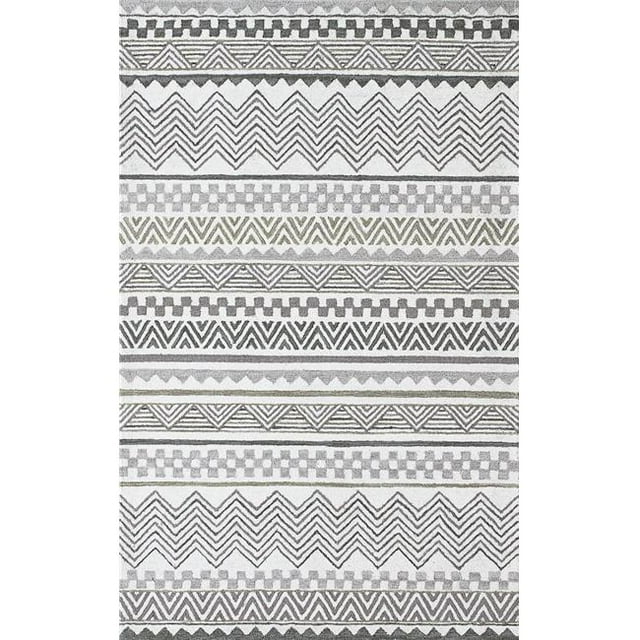 Dynamic Rugs AZ467870900 3 Pi 3 Po x 5 Pi 3 Po Aztec 7870 Rectangle Tapis Moderne - 900 Gris