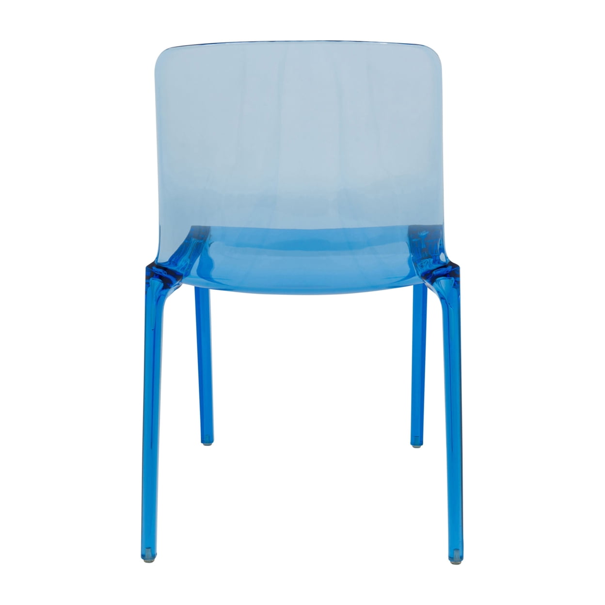 LeisureMod Murray Mid-Century Modern Dining Chair - Transparent Blue Acrylic, Ergonomic Design, Stackable
