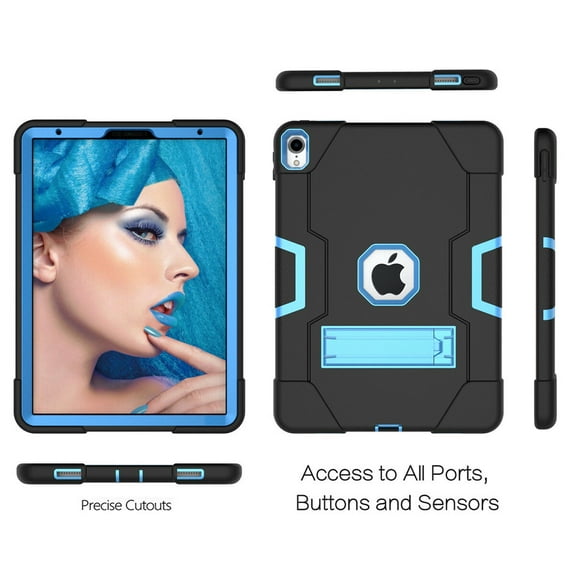 Goldcherry for iPad Pro 11 in Case.Hybrid Shockproof Rugged Anti-Impact Drop Protection Cover Built with Kickstand Compatible with Apple ipad Pro 11" 2018 Tablet(Black/Blue)