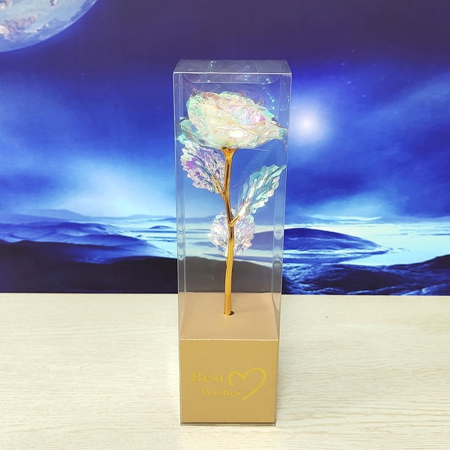 Rosa de papel dorado de colores, flor artificial para el Día de la Madre, regalo de San Valentín, regalo de Navidad en vivo