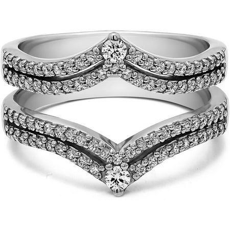 - Personalized Women's Double-Row Chevron Style Anniversary Ring Guard