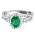 thumbnail image 2 of Aonejewelry 1.15 Ct. Ttw Diamond and Oval Shape Emerald Ring In 10k White Gold, 2 of 4