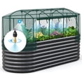 thumbnail image 2 of Quictent 8x3x2 ft Galvanized Raised Garden Bed Kit with Self Watering System and Mesh Cover, Large Oval Metal Outdoor Planter Garden Boxes for Vegetables Herbs Flowers, 2 of 9