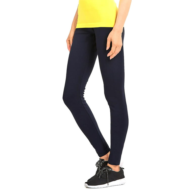 Sofra Cotton Leggings - Womens Medium Weight Breathable Cotton Legging,  Navy, Size: Medium