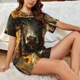thumbnail image 4 of Fotbe Sunflower Cowboy Hat Cow Print Pajama Set for Women 2 Piece Loungewear Short Sleeve Tops and Shorts Set Soft Sleepwear-XX-Large, 4 of 7