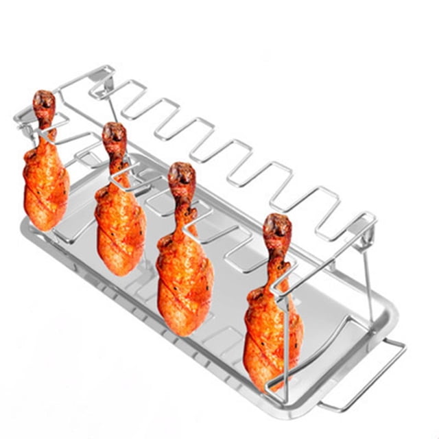 Parril de pierna de pollo de material acero inoxidable Parril para plegable Parril para baquetas de Soporte para parril para con sartén CUTICAT parrilla