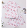 thumbnail image 6 of VONCOS Womens Pink Bow Print Short Sleeve 2 Piece Pajama Set Soft Breathable Sleepwear Lounge Shorts Set,Size S, 6 of 6