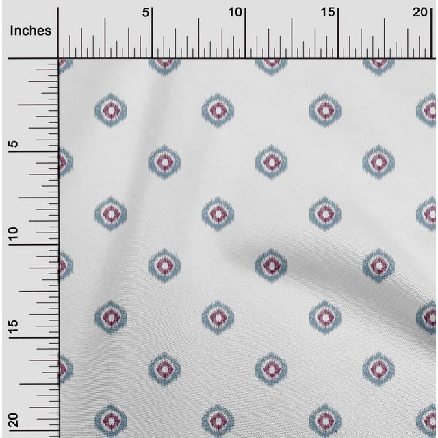 oneOone Tissu Popeline de Coton Imprimé Ikat Cercle 1 Yard 42 Pouces de Large