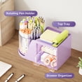 thumbnail image 2 of Organizador de escritorio Marbrasse con 2 cajones que giran 360°, color morado, 2 of 7