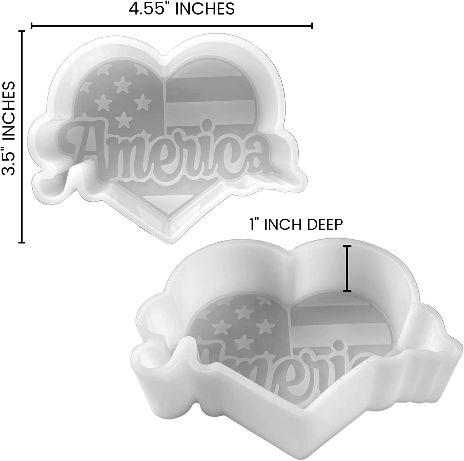 American 4th of July Car Freshie Silicone Molds 4 Pack America Heart, Cow Highland Red White Blue Sunglasses, Star, Bomb Pop Bulk Kit Wholesale American Flag Patriotic