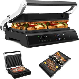 Panini Press Grill, Stainless Steel Sandwich Maker with Double Non-Stick  Coated Plates & Removable Drip Tray, 10.6 W x 8.7 H x 3.5 D)