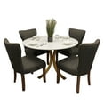 thumbnail image 5 of Moti Haskell 48" Round Modern Ivory Marble Top Dining Table on Iron Base, 5 of 7
