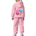 thumbnail image 4 of BUWTTED Girls Activewear Jogger Sets - 2 Piece 67 Print 6 7 Ice Cream Drip Graphic Pullover Hoodie Sweatshirt Sweatpants Sweatsuit Outfits ZB Pink Sizes 8-9 Y, 4 of 9
