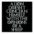 thumbnail image 1 of DistinctInk Custom Bumper Sticker - 6" x 6" Decorative Decal - Black Background - Lion Doesn't Concern With Opinions Sheep, 1 of 2