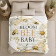 thumbnail image 5 of Bloom Bee Baby Quote with Smiling Bees Daisies and Honeycomb, Cheerful Watercolor Garden Style for New Parents, Soft Flannel Blanket for Nursery and Playroom, Baby Shower Gift, Home Decor, 5 of 9