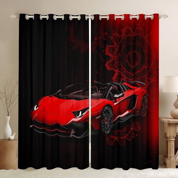Castle Fairy Speed Race Car Black Out Curtains,Sport Curtains Pack of 2 (42x63 Each)