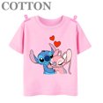thumbnail image 3 of Marca Disney Stitch Anime Verano Múltiples Moda Algodón Camisetas para Niños Cuello Redondo Casual Manga Corta Ropa para Niños Tee Tops, 3 of 5