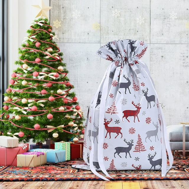 facefd Christmas Candy Bag Drawstring Cookie Snacks Wrapping Packing Pouch Xmas Printed Party Gift Type 1 M