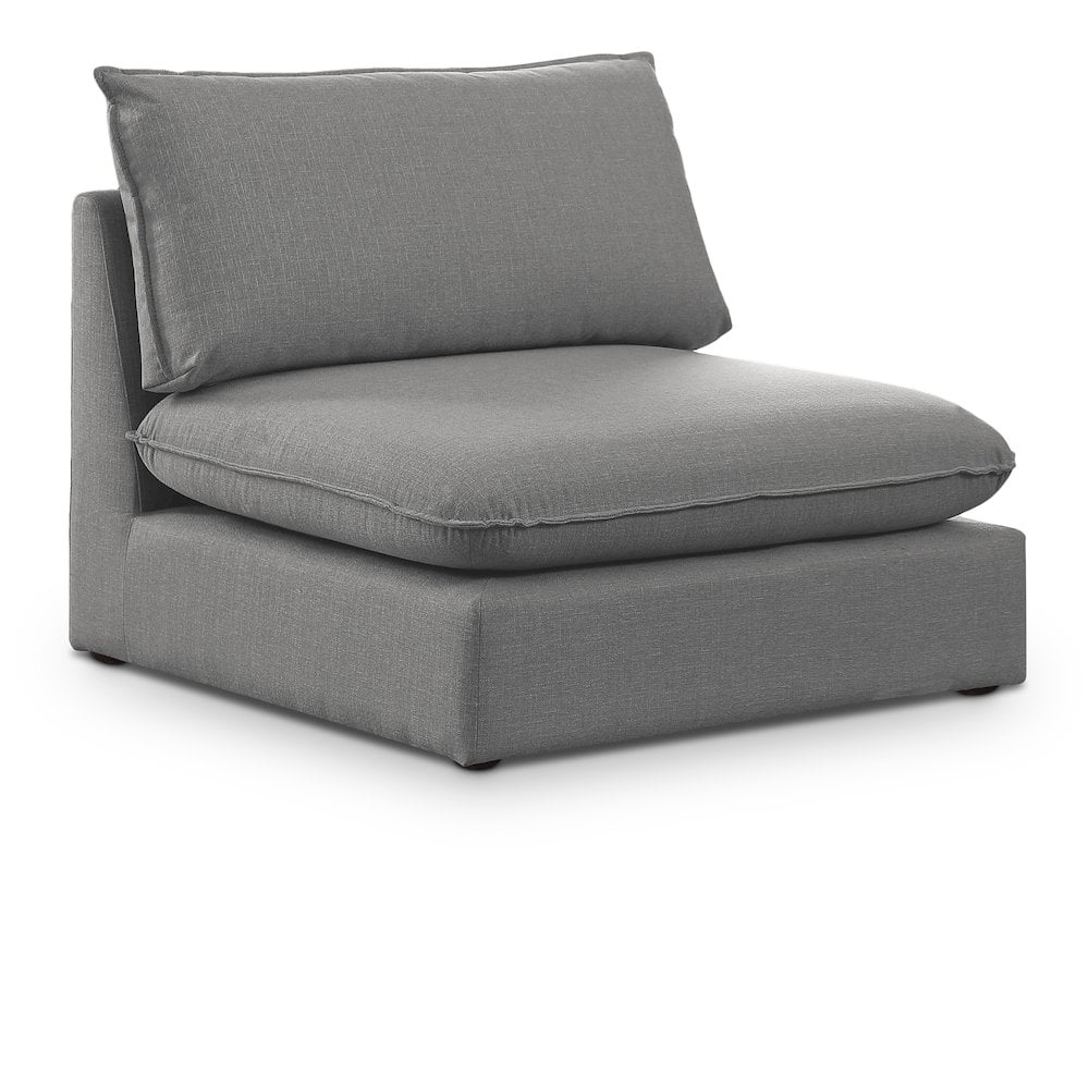 Meridian Furniture Mackenzie Grey Durable Linen Textured Armless