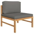 thumbnail image 3 of vidaXL 4 Piece Patio Lounge Set with Gray Cushions Solid Teak Wood, 3 of 6