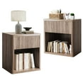 thumbnail image 1 of QinaQin Recessed Bedside Table Set (2 Pieces), Modern Farmhouse Style Bedside Table, 22-Inch Large Bedside Table, Side Table with Storage Function, Suitable for Bedroom, Living Room, Sofa, Office, 1 of 7