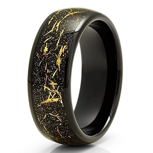 Black Tungsten Wedding Ring,Meteorite Tungsten Wedding Ring,8mm Wedding Ring,Anniversary Ring,Engagement Ring,Comfort