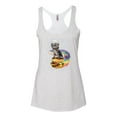 thumbnail image 2 of Wild Bobby, Funny Graphic Astronaut Cat in Space on Cheeseburger | Womens Cat Lover Premium Tri-Blend Racerback Tank Top, Heather White, Small, 2 of 3