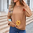 thumbnail image 6 of Fengyings Clearance Women Flowers Sweater Ivory Flora Crewneck Cute Casual Long Sleeve Fall Winter Knitted Pullover Tops, 6 of 9