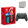 Nintendo Switch OLED Console Neon Red & Blue with Extra Wireless Controller and Screen Cleaning Cloth