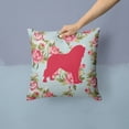 thumbnail image 2 of Dog Silhouette Shabby Chic Roses Fabric Decorative Pillow, 2 of 4