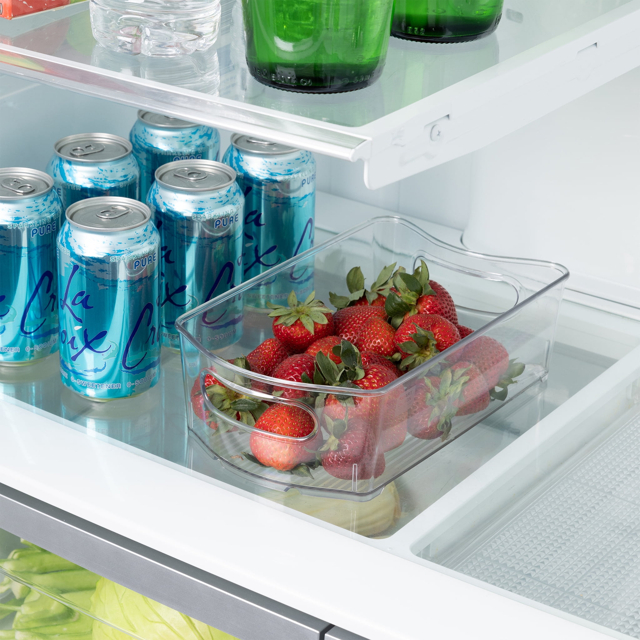 Smart Design Stackable Clear Refrigerator Storage Bin with Handle - 8 Pack - 6 x 10 inch