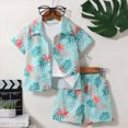 thumbnail image 2 of KPOPLK Summer Toddler Boy Clothes Baby Hawaiian Outfits Set Short Sleeve Shirt + Elastic Waist Shorts Summer Beach Clothing(5 Years,Mint Green), 2 of 9