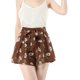 thumbnail image 3 of Pantalones cortos de verano de playa con cintura alta con lazo elástico estampado para mujer marrón S Unique Bargains Pantalones, 3 of 6