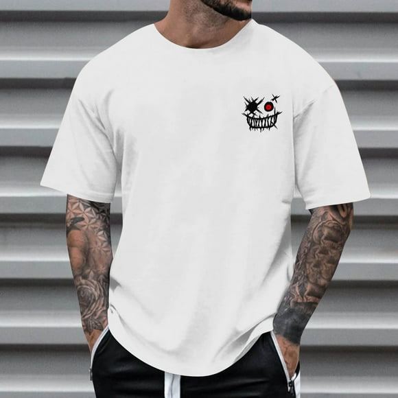 Xysaqa Workout Shirts For Men Mens White Tee Shirts Men'S Summer T-Shirts Funny Print Novelty Graphic Tee Crew Neck Short Sleeve Shirts For Men Casual Tees S-5Xl （Available In Big & Tall) Men'S Athlet