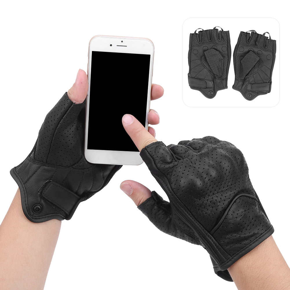 Details about   Men's Women's Sheepskin Leather Half Finger Cycling Bicycle Gloves L XL XXL 