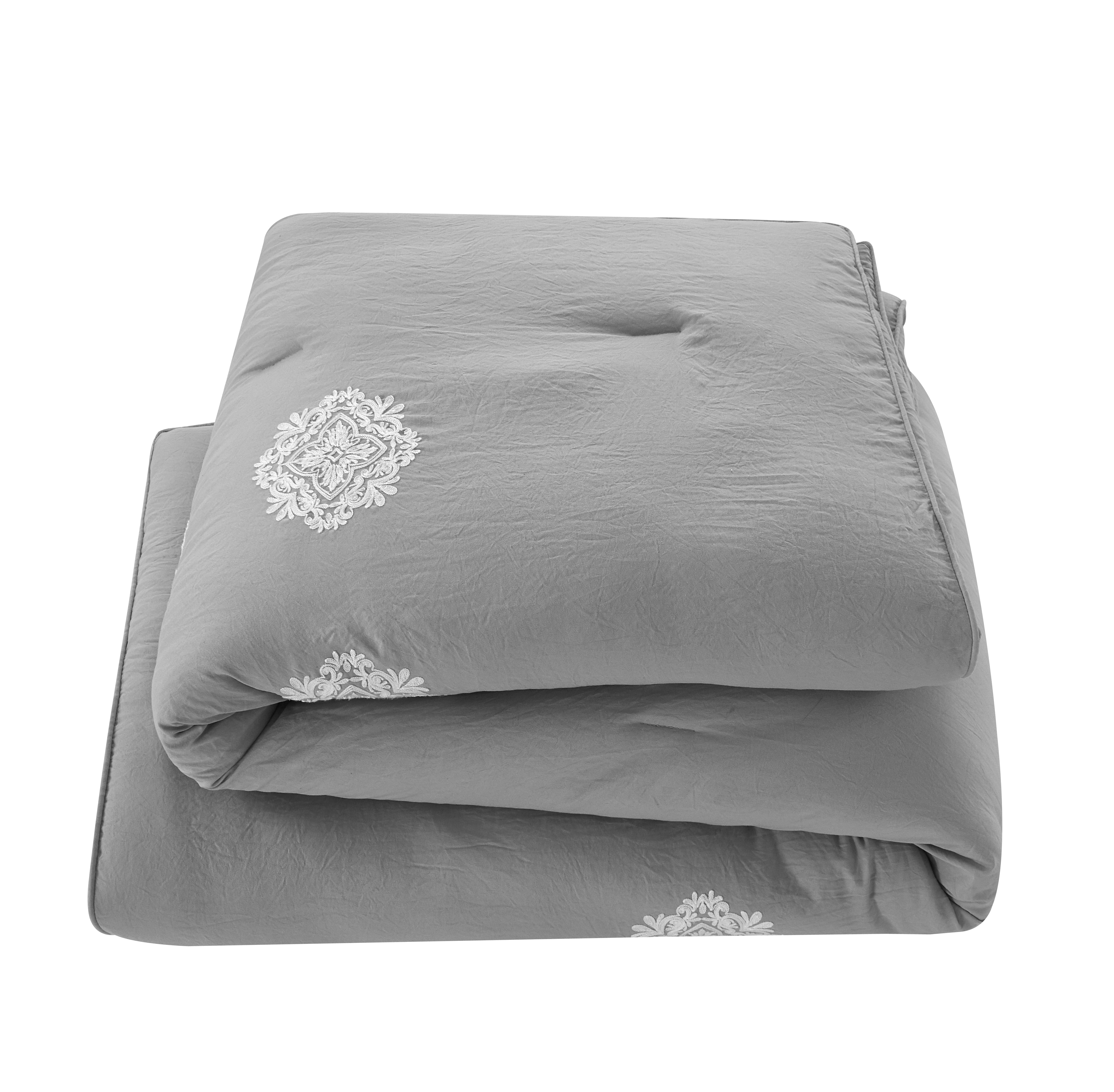 Better Homes & Gardens Silver Medallion 12 Piece Pre-Washed Bed in a Bag Comforter Set, King – Perfect for Adults