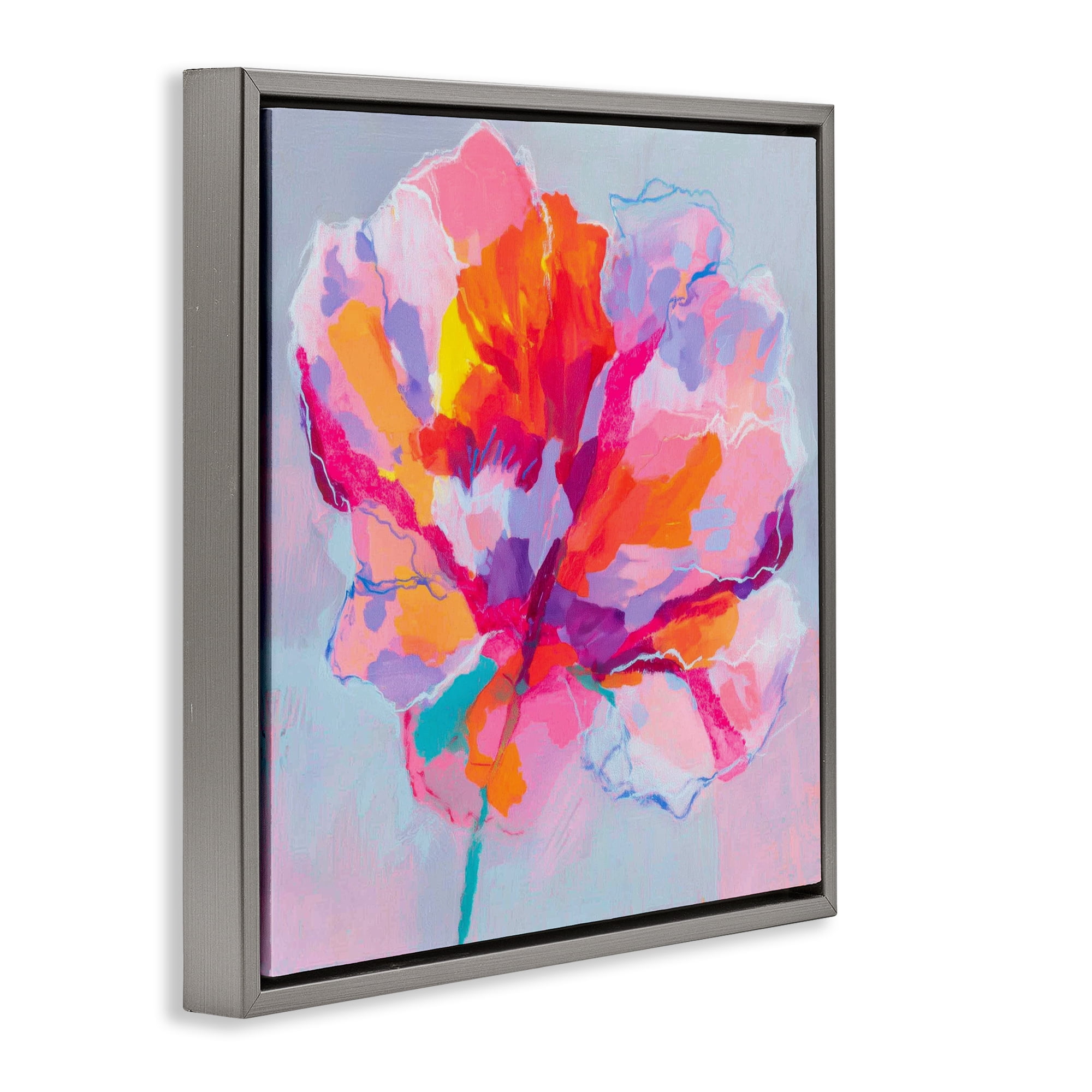 Stupell Industries The Open Petal Expression Gray Framed Floater Canvas Wall Art, design by Chromatic Storm Studio