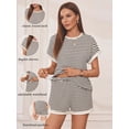 thumbnail image 3 of Weardear Maternity Outfits Set 2 Piece Matching Sets Waffle Knit Raglan Short Sleeve Tops and Shorts with Pockets Casual Pregnancy Loungewear, 3 of 6