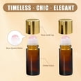 thumbnail image 3 of 2 Pack 50ml Rose Quartz Crystal Roller Bottles, Amber Glass Leak‑Proof Travel Perfume Essential Oil Containers with Gold Caps, 3 of 8