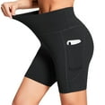 thumbnail image 2 of BALEAF Women's 6" High Waisted Biker Shorts Gym Workout Yoga Running Athletic Spandex Shorts with Pockets Black L, 2 of 5
