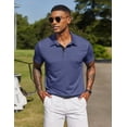 thumbnail image 5 of COOFANDY Men Short Sleeve Polo Shirt Casual Business Polo T Shirt Pocket Basic Lightweight Collared Shirt Big and Tall Blue, 5 of 9