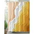 thumbnail image 2 of Fsddascl Yellow Coastal Beach Shower Curtain Set - 60" x 72" Washable Bathtub Curtain with 12 Hooks, Farmhouse Simple Sea Waves Lines Waterproof Fabric Stall Shower Curtains for Bathroom/Bathtub, 2 of 6