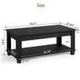 thumbnail image 3 of Black Coffee Table for Living Room, Rectangular Wooden Coffee Table with Storage Shelves, 2-Tier Storage Center Table, Tea Table for Apartment,Office, 3 of 9